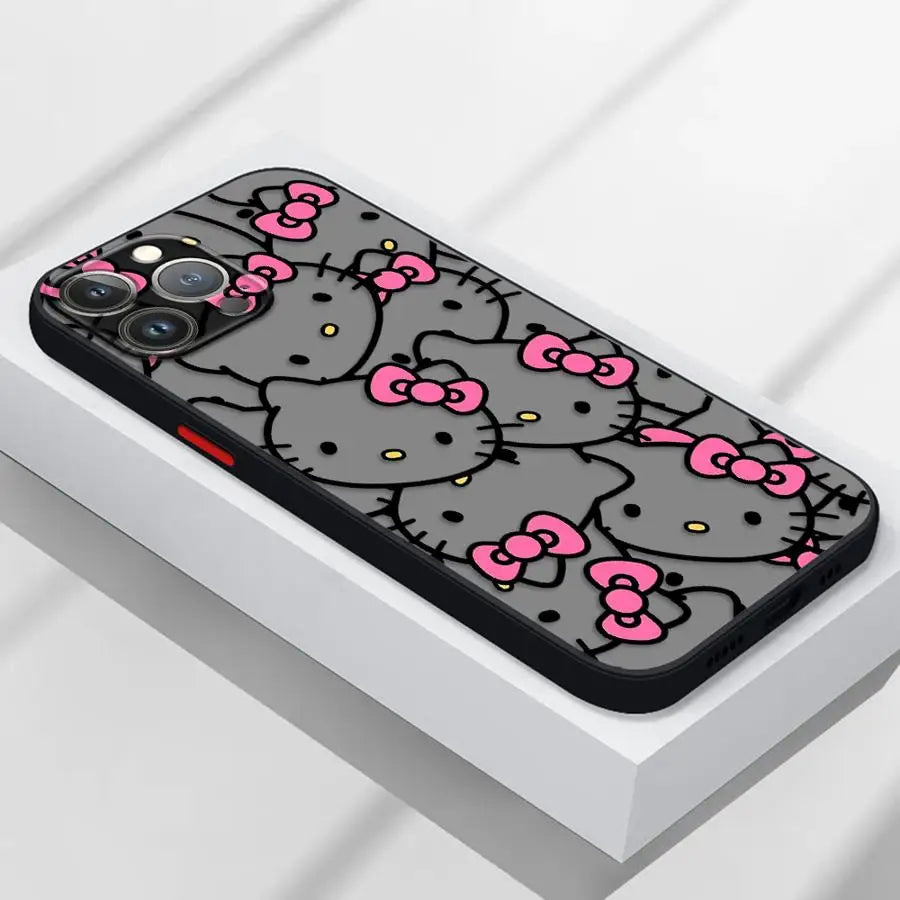Case for iPhone 15 16 14Plus XS Max 12 13 11 Pro Max 13 Mini 7 8 17 Air Soft Cover Cartoon Hello Kitty