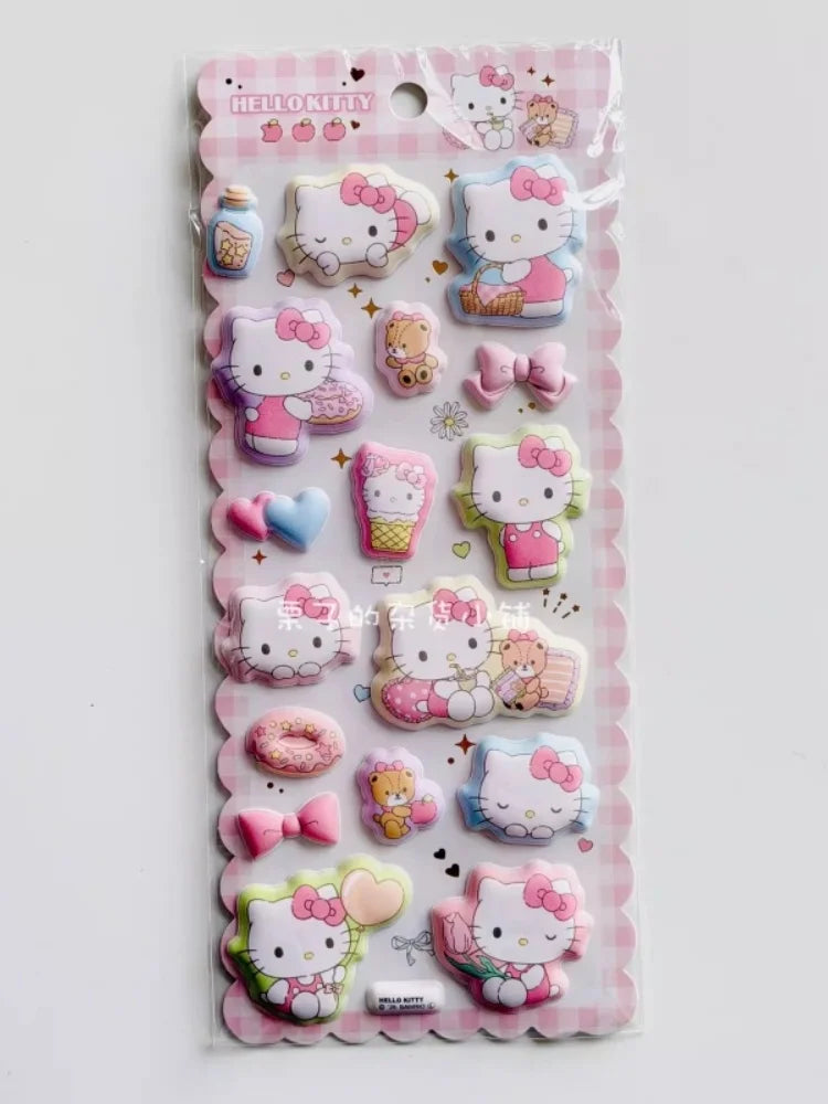 Cartoon Sanrio Hello Kitty Pink Skirt Dessert Series Foam 3D Three-Dimensional Stickers Earphone Case & Phone Case Decoration