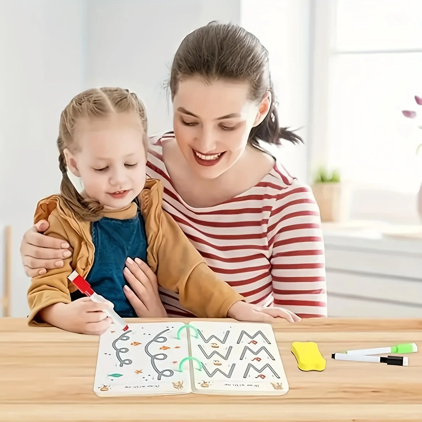 36pages Reusable Kids' Writing Book - Erasable Practice for Ages 3-6, Durable Training Workbook