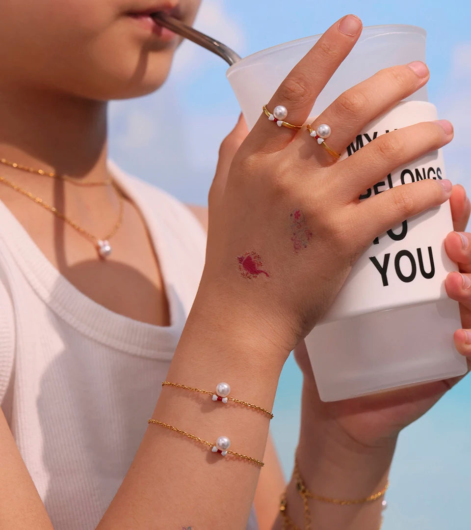 Children Jewelry Sets For Girls Stainless Steel Earrings Bracelets Rings Necklaces Child's Chain Necklace Bracelet Ring Earring