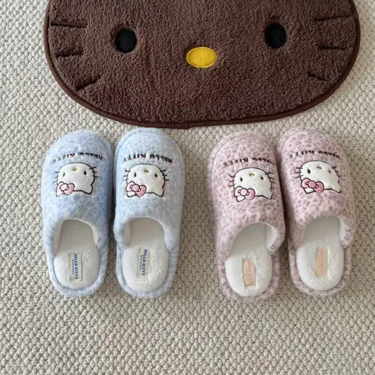Anime Hello Kitty Character Series Indoor Anti-Skid Slippers Warm In Autumn And Winter House Shoes Practical Periphery Fun Gifts