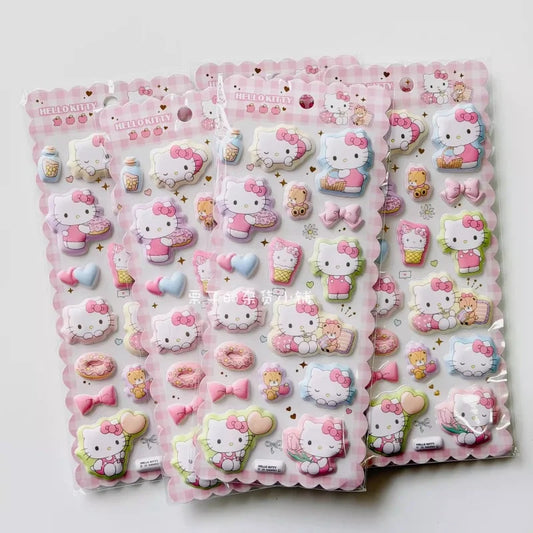Cartoon Sanrio Hello Kitty Pink Skirt Dessert Series Foam 3D Three-Dimensional Stickers Earphone Case & Phone Case Decoration