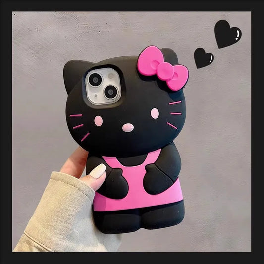 Cartoon kawaii 3D Bow Kitty For iPhone 17 16 15 14 13 12 11 Pro Plus mini Max Xs XR 6 7 8 SE Silicone Soft Cover Case