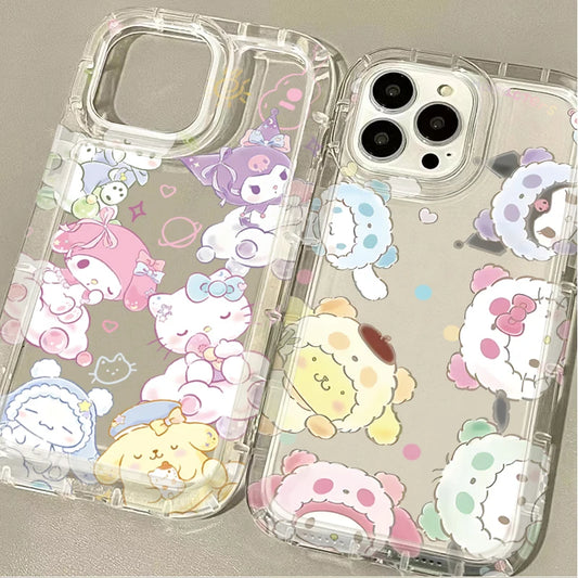Cartoon Cute Hello Kitty Phone Case For iPhone 17 Air 16 16E 15 14 Plus 13 12 11 Pro Max Plus 7 8 SE 2020 Clear Shockproof Cover
