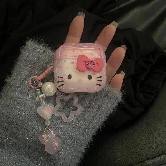 Cartoon Hello Kitty Suitable for Airpods 4 Headphone Case, Suitable for Airpods Pro 2 Pro 1/2/3 Headphone Case with Keychain