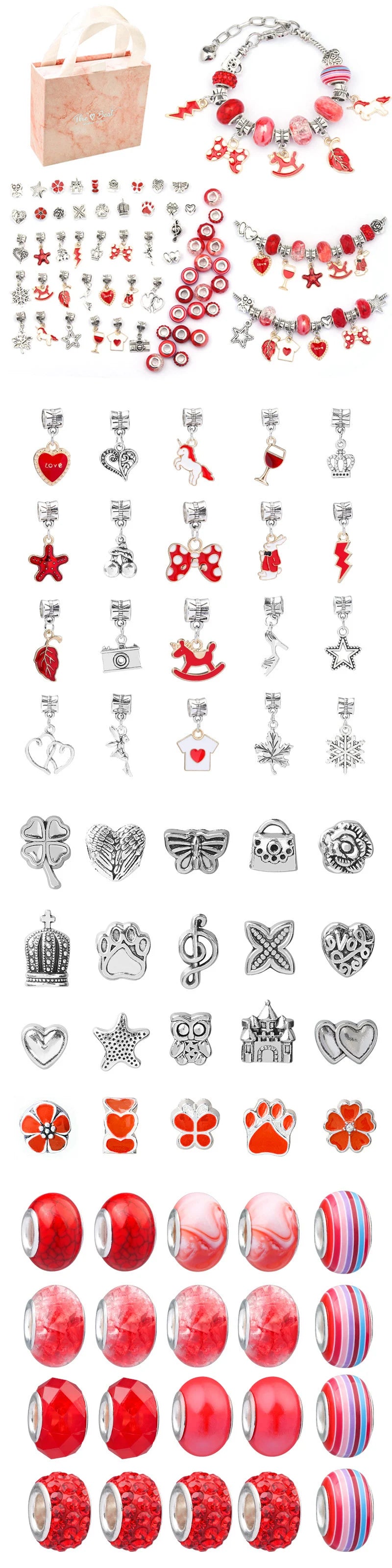 ﻿Girls DIY Bracelet Set Handmade Jewelry Alloy Material Crystal Beads Children Pretend Play Game Bracelet Making Kit QC-TMZ﻿﻿