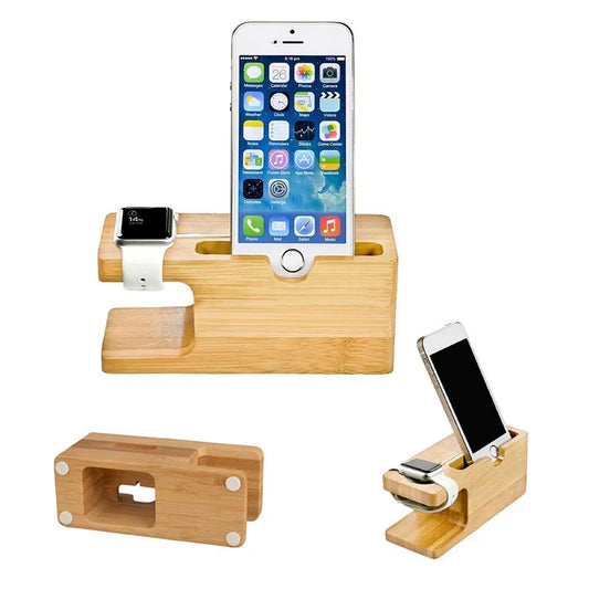 Charging Dock for Apple Watch Phone Stand Station Wood Base Charger Holder for Apple Watch IWatch IPhone Bamboo