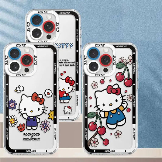 Cartoon Hello K-kitty Case for iPhone 12 Mini 17 Air XR 16e 7 8 16 15 14 Plus 13 12 11 Pro MAX Soft Phone Cover