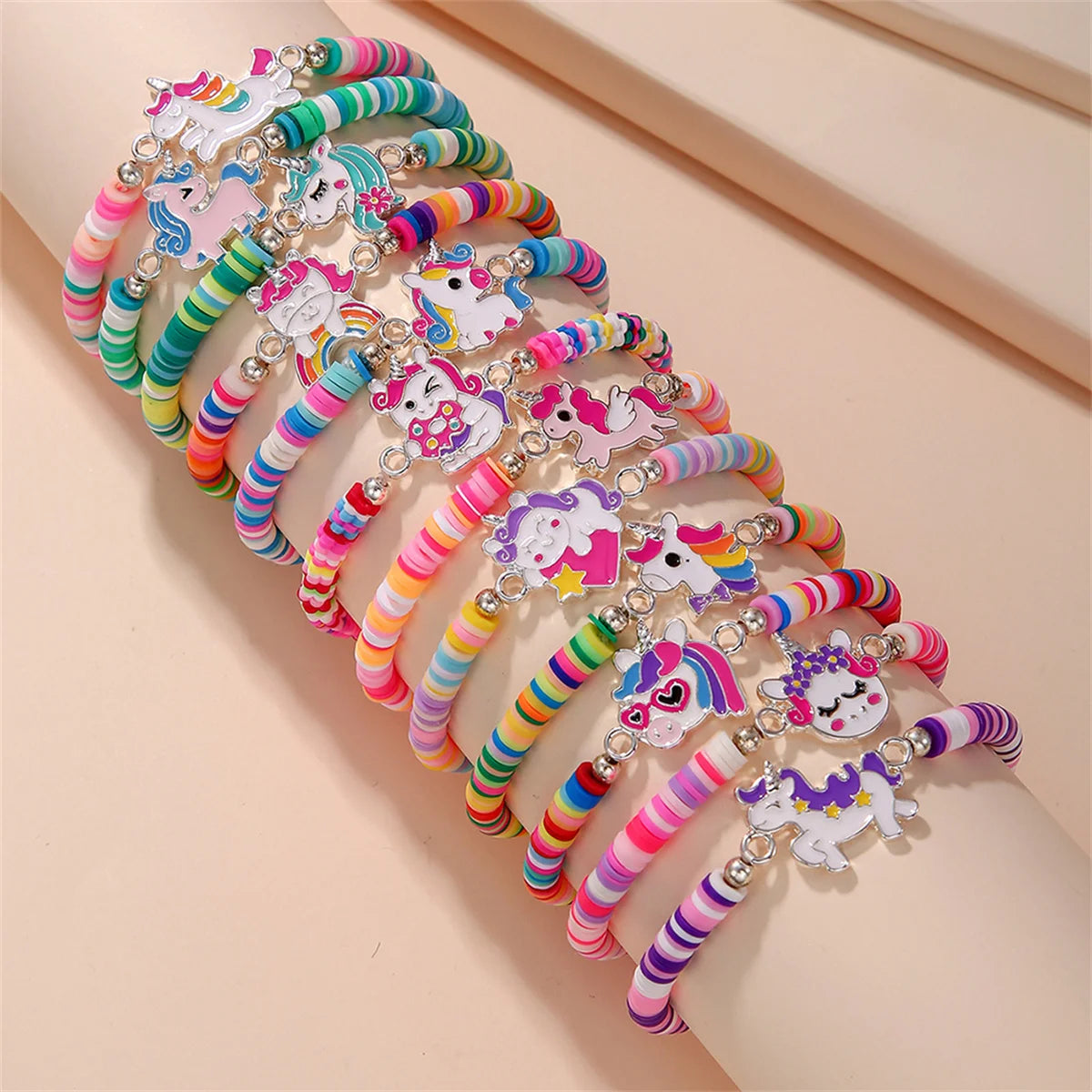 12Pcs Unicorn Girls Bracelet for Kids Jewelry Toddler Friendship Bracelets Toy Gift Classroom Reward Rainbow Party Favors