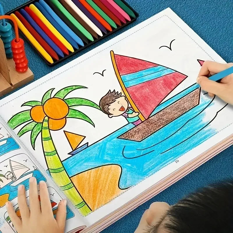 46-Page Kids Drawing & Painting Coloring Book - Educational Art Supplies for Creative Learning, Gift for Boys & Girls, Chinese V