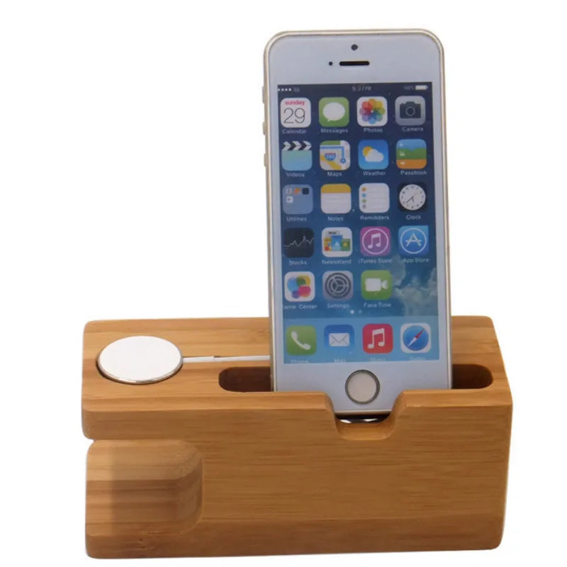 Charging Dock for Apple Watch Phone Stand Station Wood Base Charger Holder for Apple Watch IWatch IPhone Bamboo