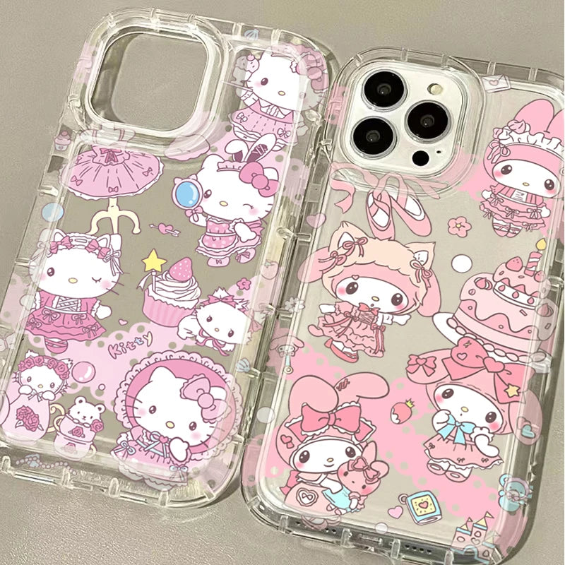 Cartoon Cute Hello Kitty Phone Case For iPhone 17 Air 16 16E 15 14 Plus 13 12 11 Pro Max Plus 7 8 SE 2020 Clear Shockproof Cover